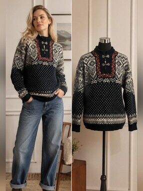 Nordic Tradition Devold Norwegian Wool Sweater Small Fair Isle Ski Cottagecore